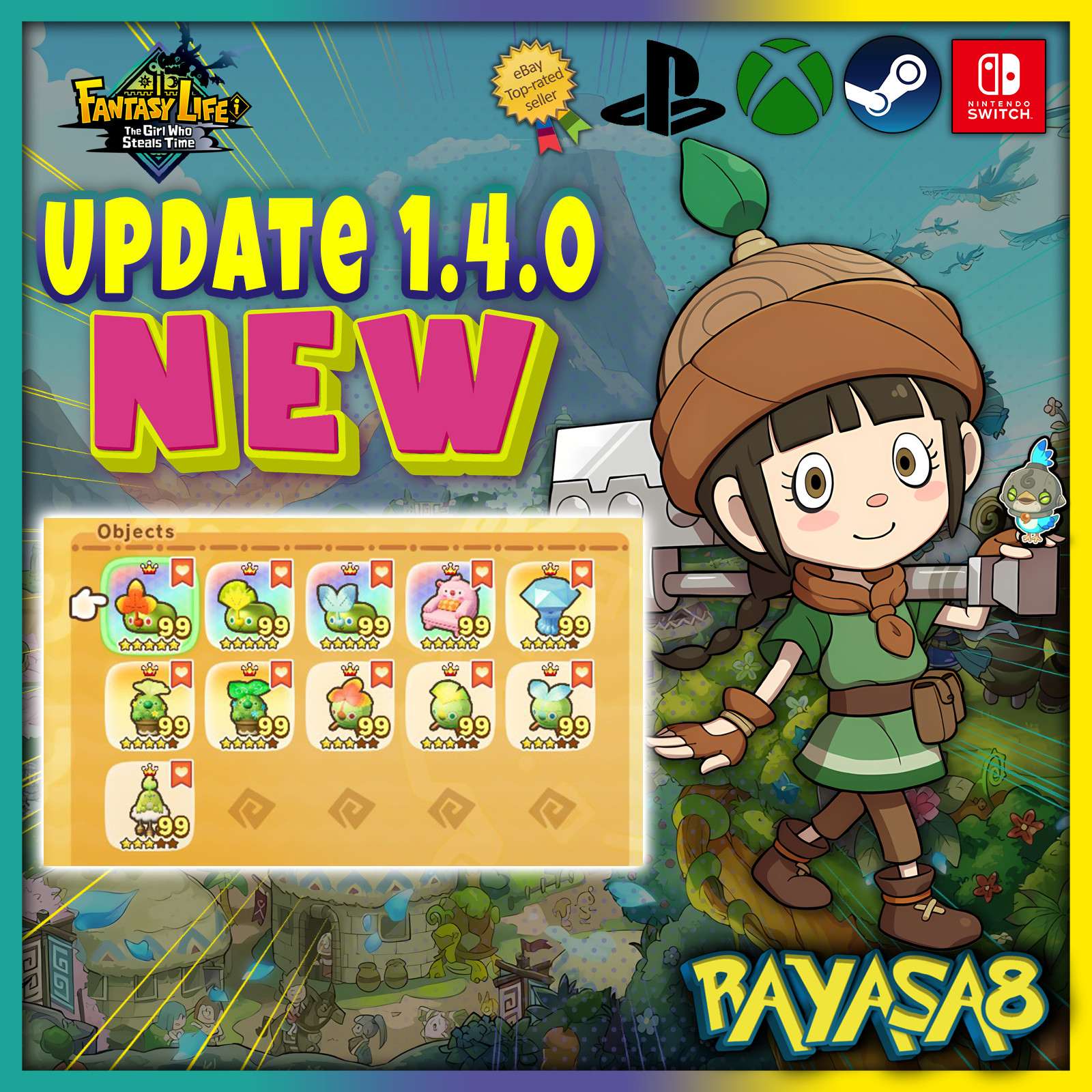📦 Fantasy Life i 1.4.0 – All 11 NEW Objects (x90 Each) All platforms