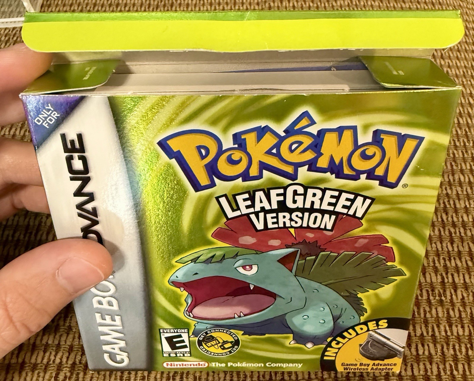 Pokemon Leaf Green CIB Nintendo Gameboy Advance GBA COMPLETE Adapter Box Game