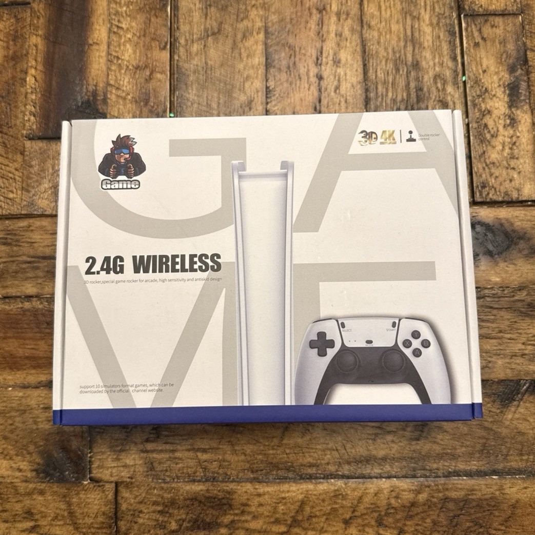 Game 2.4G Wireless HDMI Console Built-In Games w/ 2 Controllers Black/White