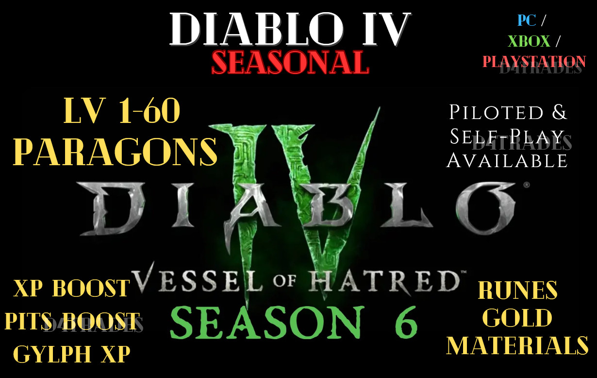 💥Diablo 4 💥 SEASON 6 ✨🔥POWER LEVELS🔥✨DURIEL RUNS + MATS 🔥✨ PARAGON LEVEL✨🔥