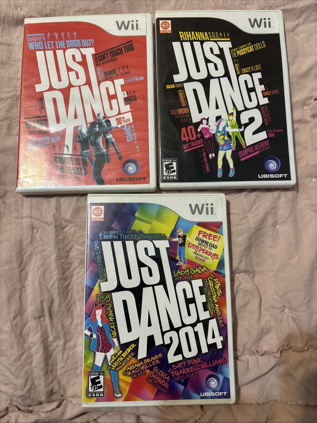 Just Dance 1,2, & 2014(Nintendo Wii Lot Of 3 Games) CIB Complete with Manuals