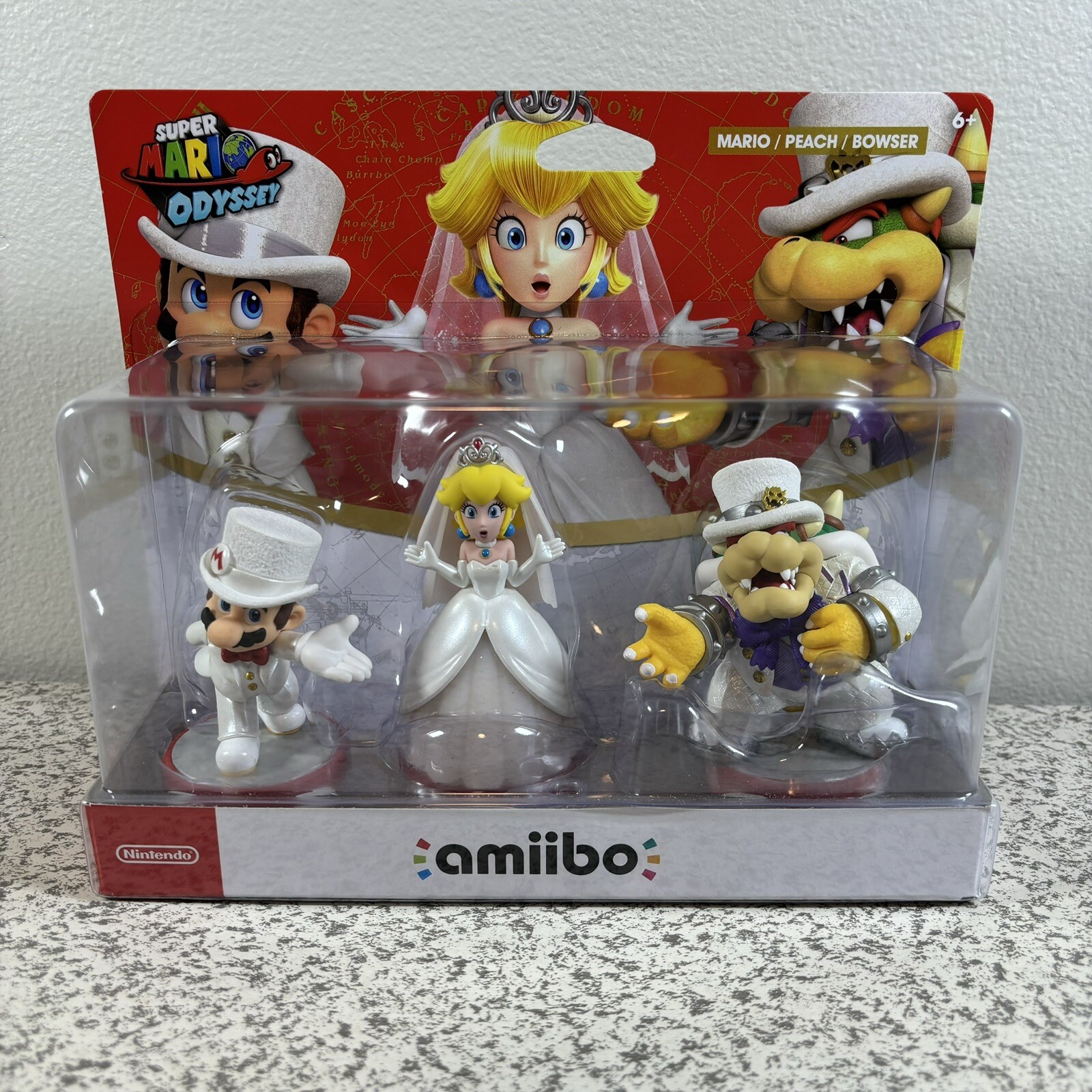 Nintendo amiibo Super Mario Odyssey Peach Bowser Wedding 3 Pack Figures NEW