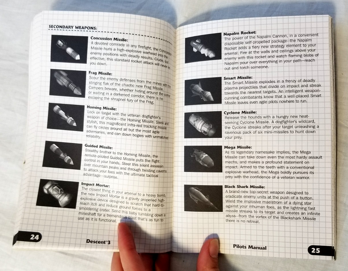 Descent I and II CD-Rom & 3 Pilots Manual + Mercenary Expansion Disc PC Windows