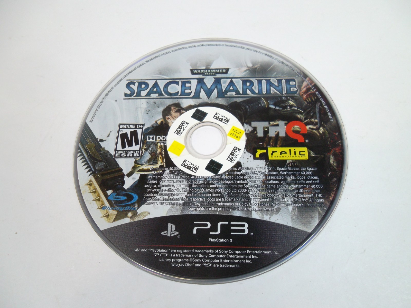 Warhammer 40,000: Space Marine Sony PlayStation 3 PS3 Video Game Disc Only