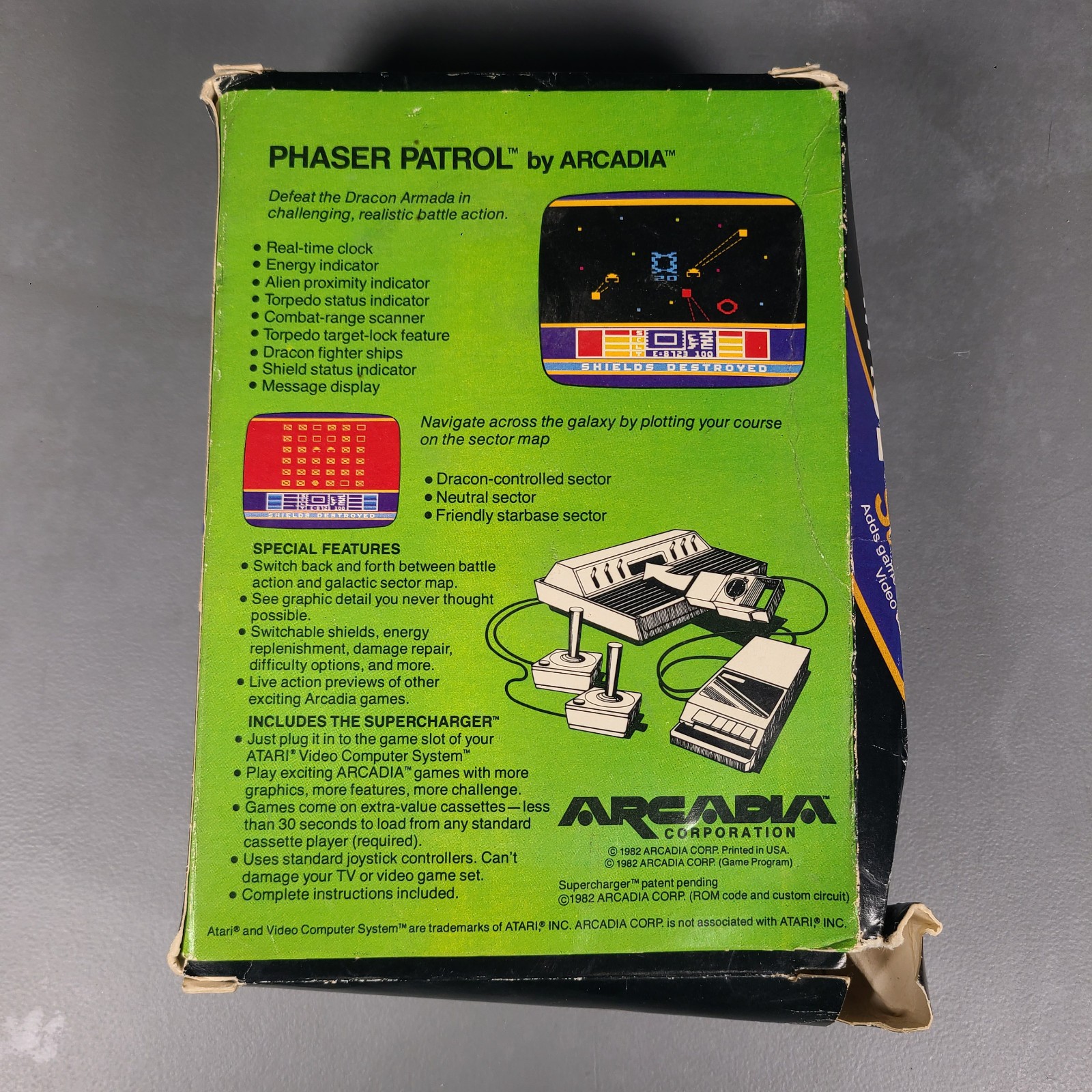 Phaser Patrol Atari 2600 w/ Supercharger Unit – Arcadia / Starpath AR-4000 1982