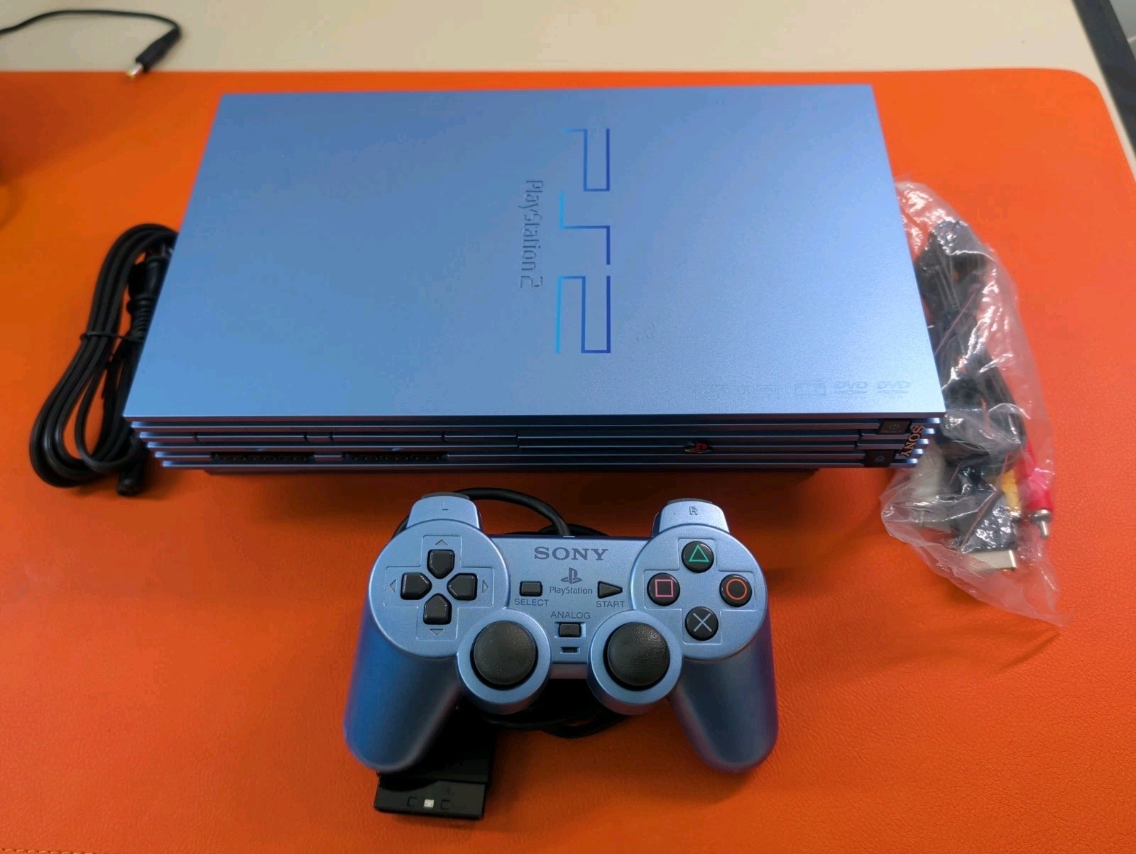 PS2 Aqua Blue Console Controller set Playstation2 NTSC-J Japan Tested