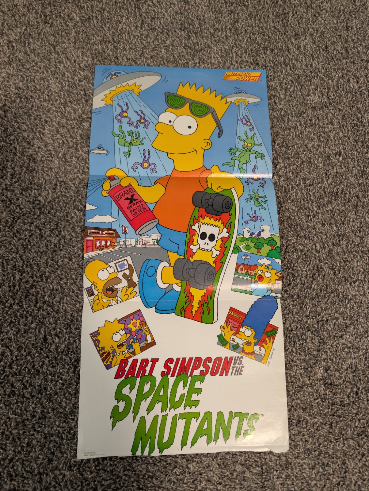 Vtg Bart Simpson vs The space Mutants RARE Poster From Nintendo Power Magazine