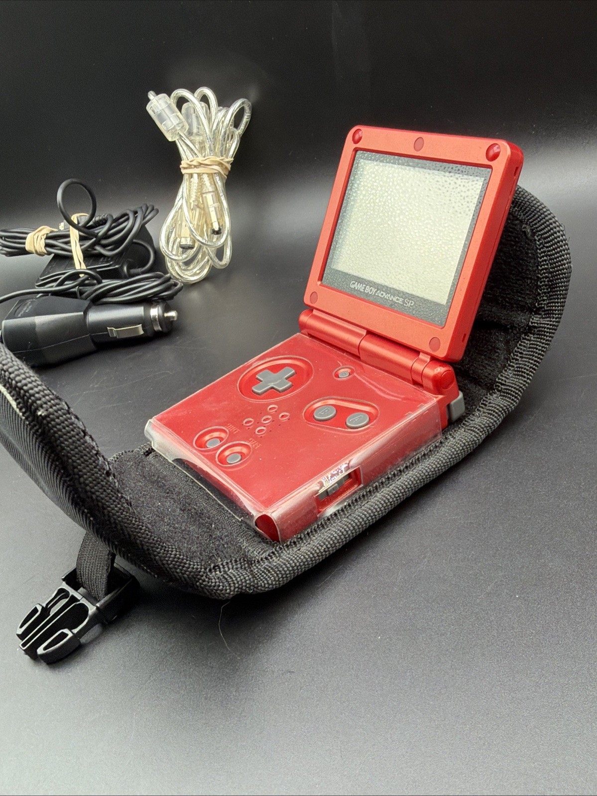 GBA SP Console Flame Red AGS-001 Nintendo Game Boy Advance Tested Good Shape