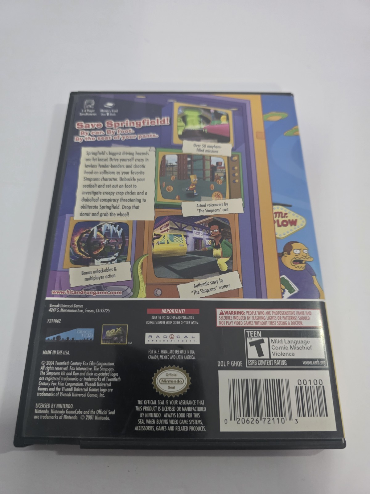 The Simpsons: Hit & Run Nintendo GameCube 2003 Player’s Choice-Manual & Mem Card