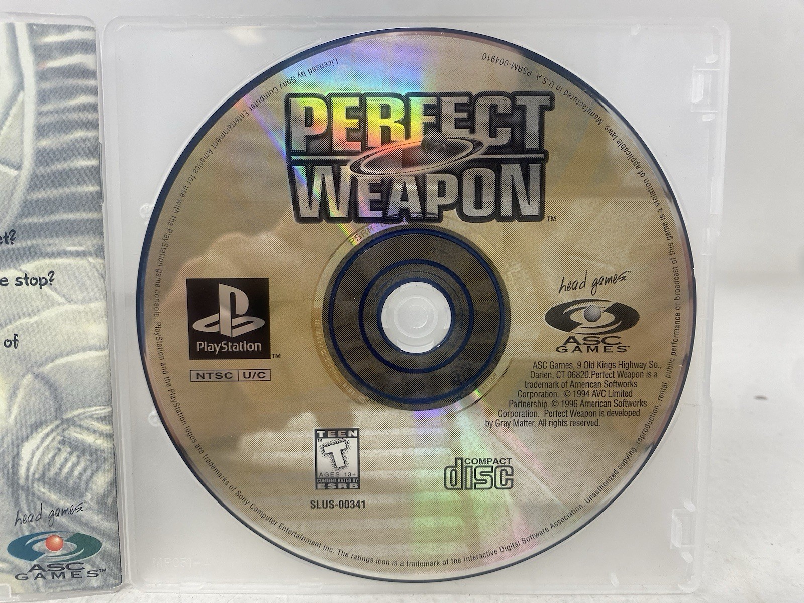 Perfect Weapon (Sony PlayStation 1, 1996) PS1 with Manual Tested