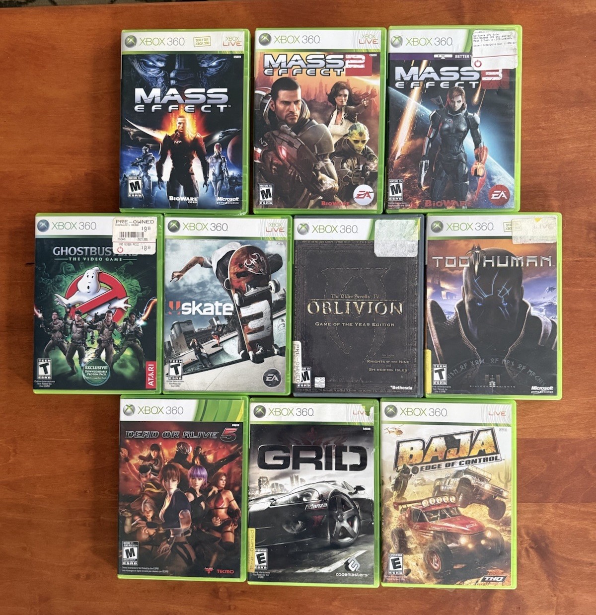 Xbox 360 Game Lot of 10 Games CIB – Mass Effect Trilogy Skate 3 GRID Oblivion +