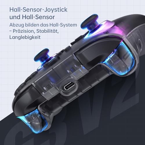G3V2 Bluetooth Controller for Pc/Switch/Ios/Android, Hall Effect Black PE