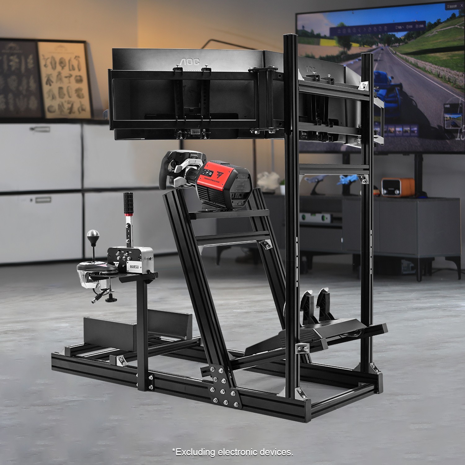 Marada Sim Racing Cockpit Stand with Monitor Bracket Fit Logitech G29 G920 G923