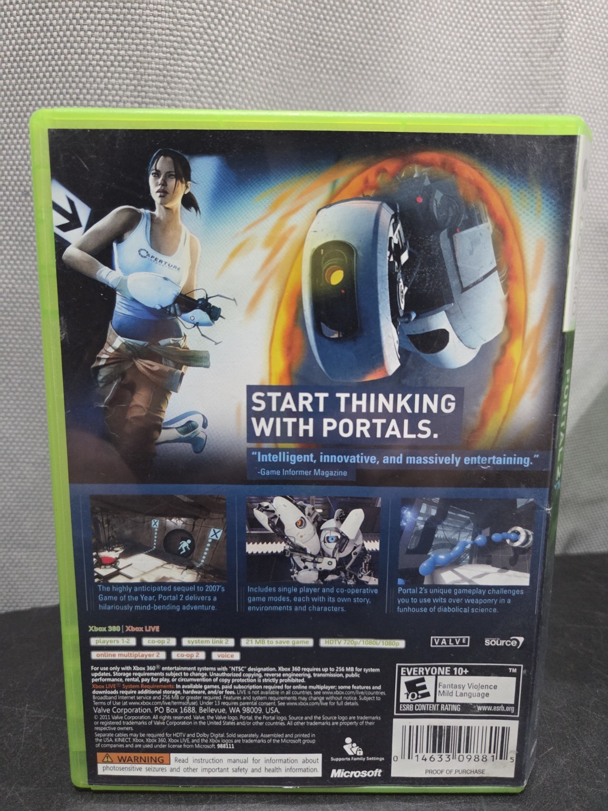 Portal 2 (Microsoft Xbox 360, 2011) Complete Tested Working – Free Ship