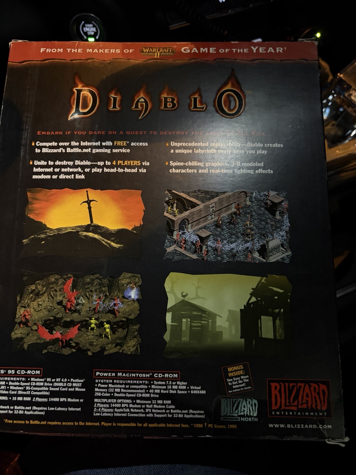 Diablo 1 PC CD-ROM Game 1996 Blizzard Original, Sealed, Windows 95