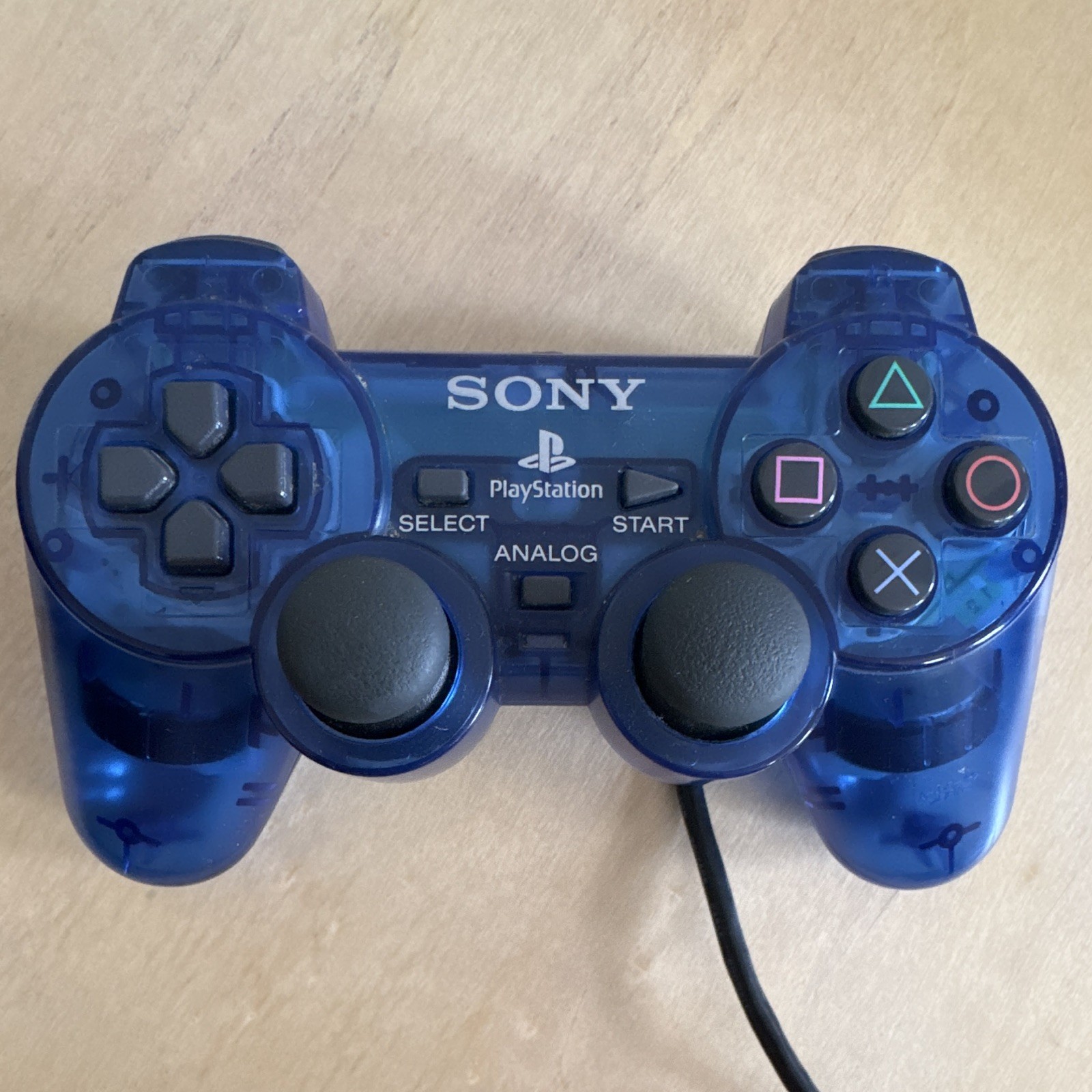 Sony DualShock 2 Analog Wired Controller Blue Transparent for PS1/PS2 SCPH-10010