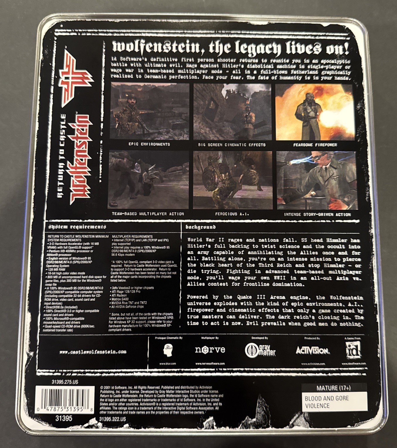 Return to Castle Wolfenstein: PC Limited Edition Metal Tin Big Box Vintage 2001