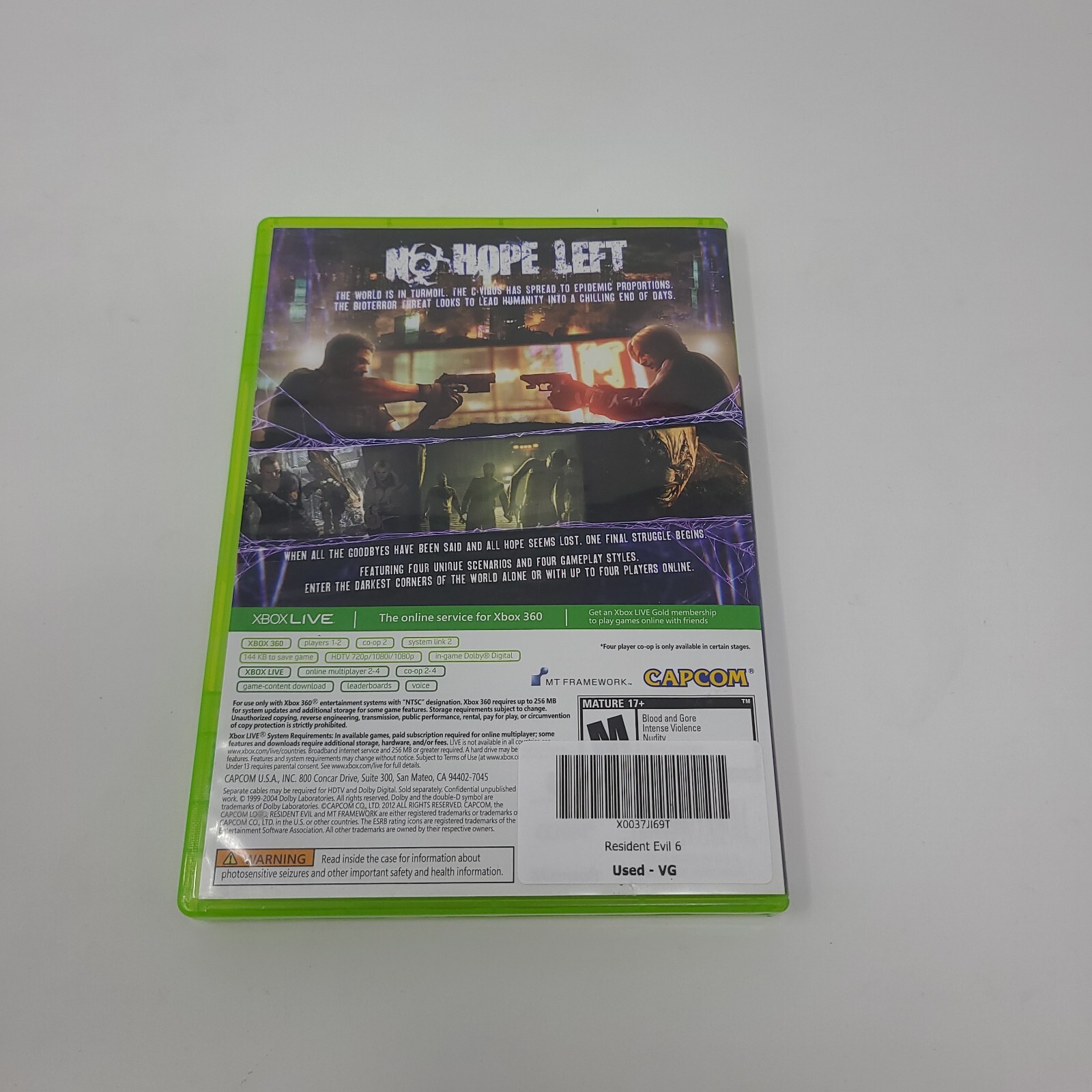 Resident Evil 6 (Microsoft Xbox 360, 2012) Complete CIB Tested Complete Working