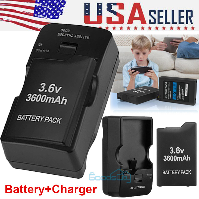 3600mAH Rechargeable BATTERY + Charger Kit FOR PSP 2000/2001/3000/3001/3003