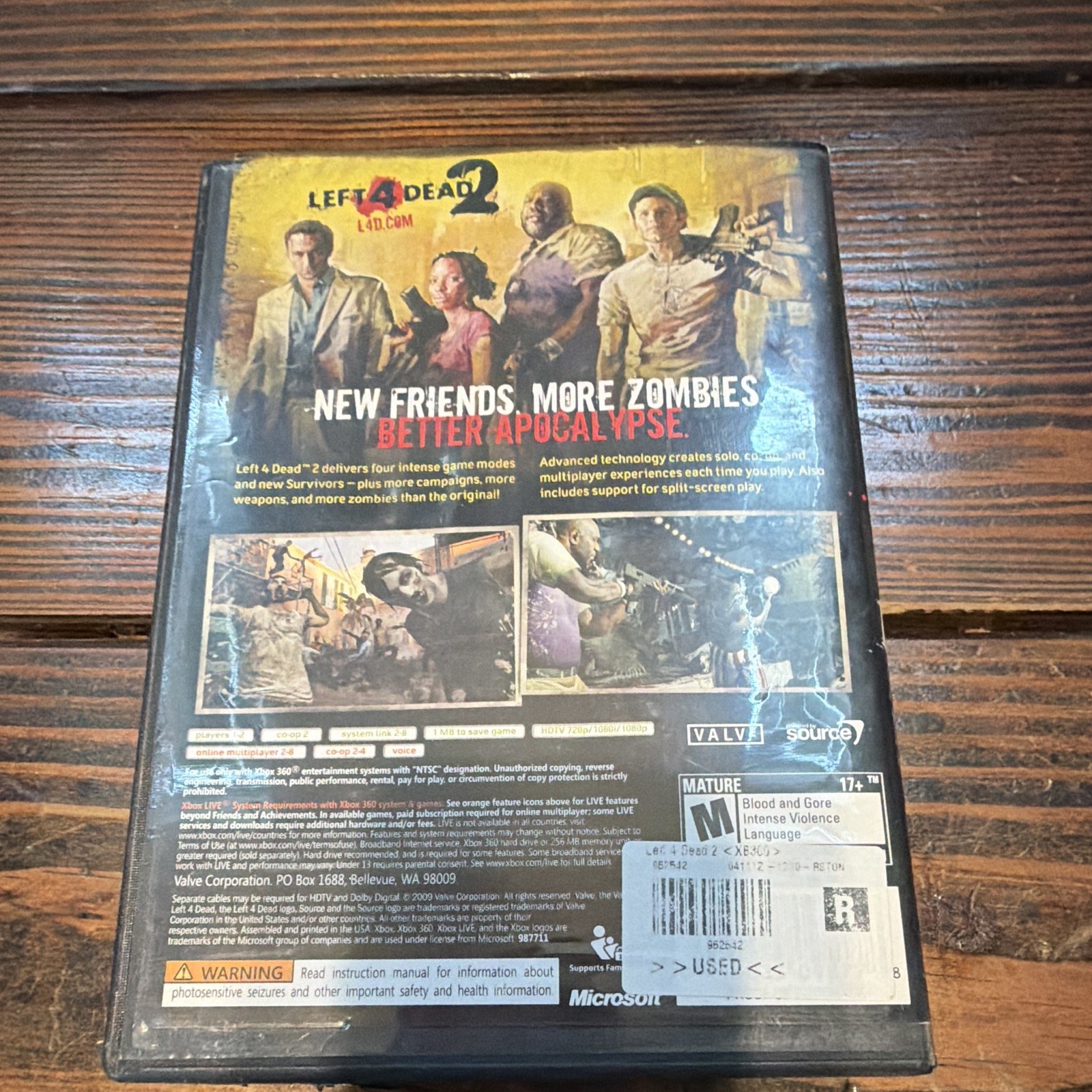 Valve Left 4 Dead 2 Multiplayer Co-op Online Xbox 360 M Mature