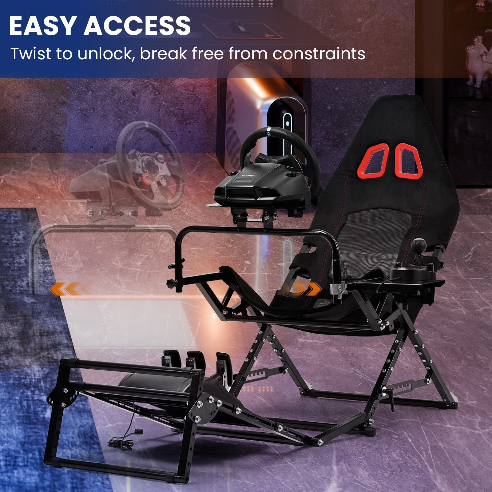 Minneer Foldable Racing Simulator Cockpit Fit Logitech G29 G923 Thrustmaster