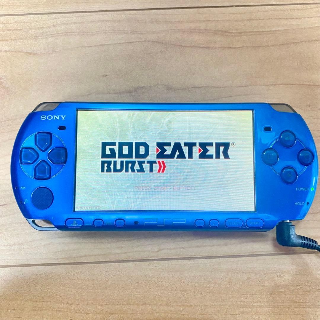 Sony PSP-3000 PSP 3000 console VIBRANT BLUE Working English language no battery