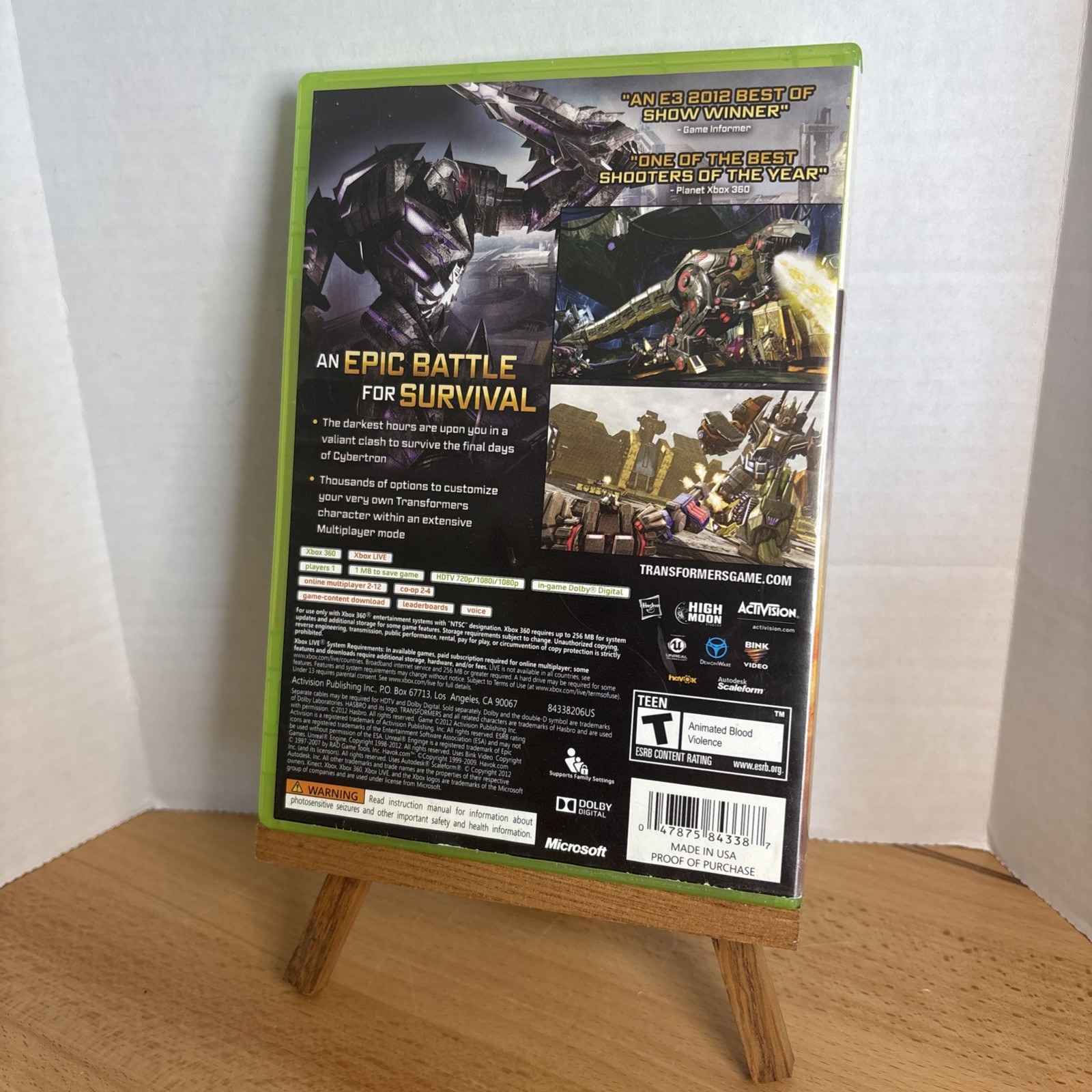 Transformers Fall of Cybertron Xbox 360 with Manual Resurfaced Pics Working