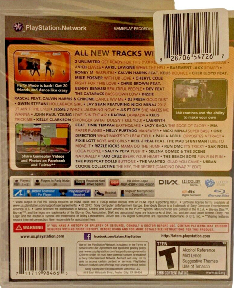 Sony PS3 Everybody Dance 2 Game 2012 Sealed