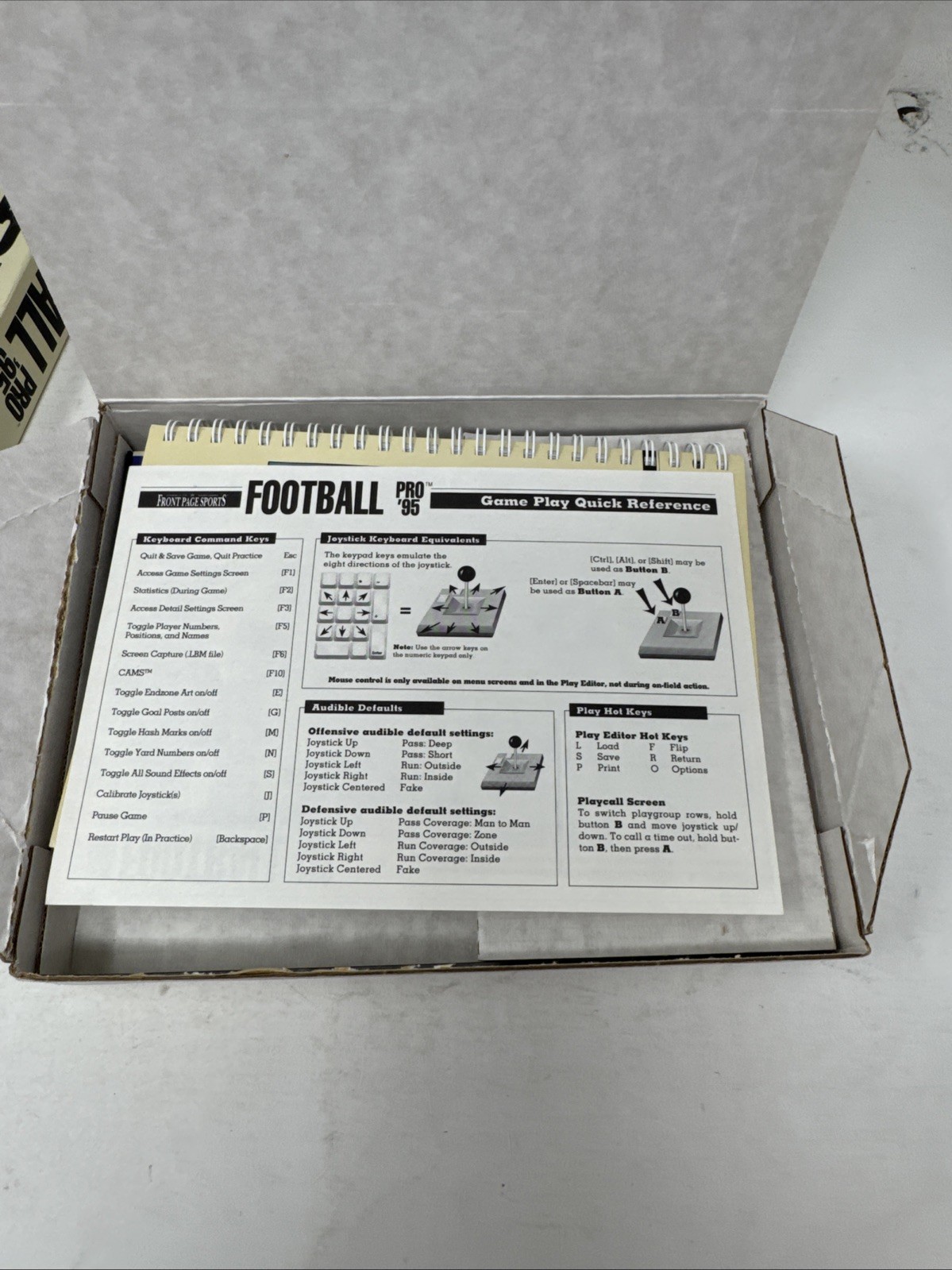 Front Page Sports Football Pro 95 Hits The Gridiron PC CD-Rom 1995 BIG BOX
