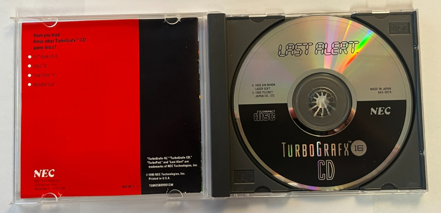 NEC TurboGrafx-16 CD LAST ALERT (1990) Duo *** FREE FAST SHIPPING***