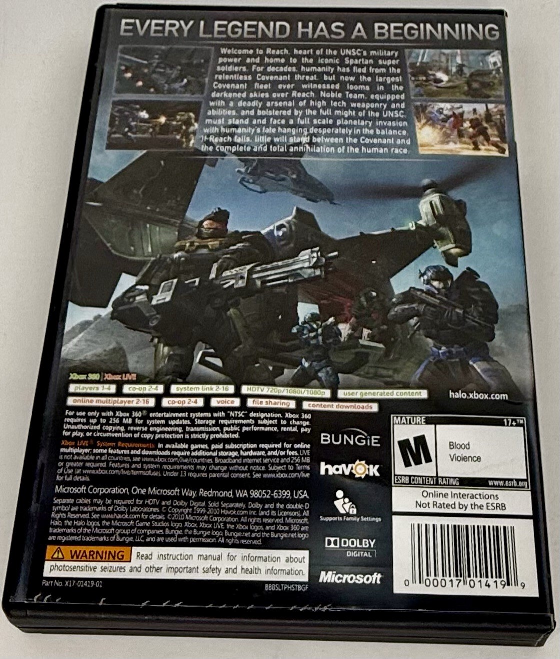 Microsoft Halo: Reach Legendary Edition Xbox 360 TESTED COMPLETE