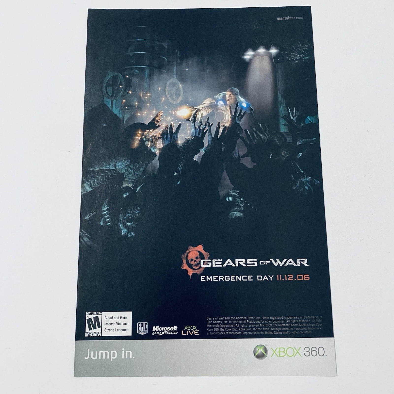 Gears of War Xbox 360 Game Promo Poster Rare Original 2000s Print Ad