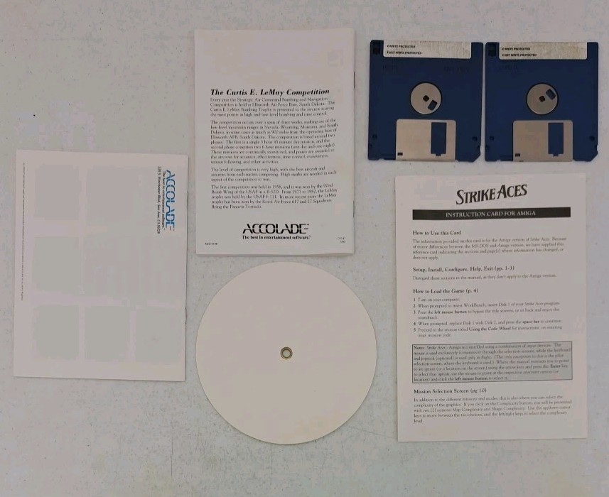 VTG Amiga CPU Game-Accolade Strike Aces-IBM-Two Disks