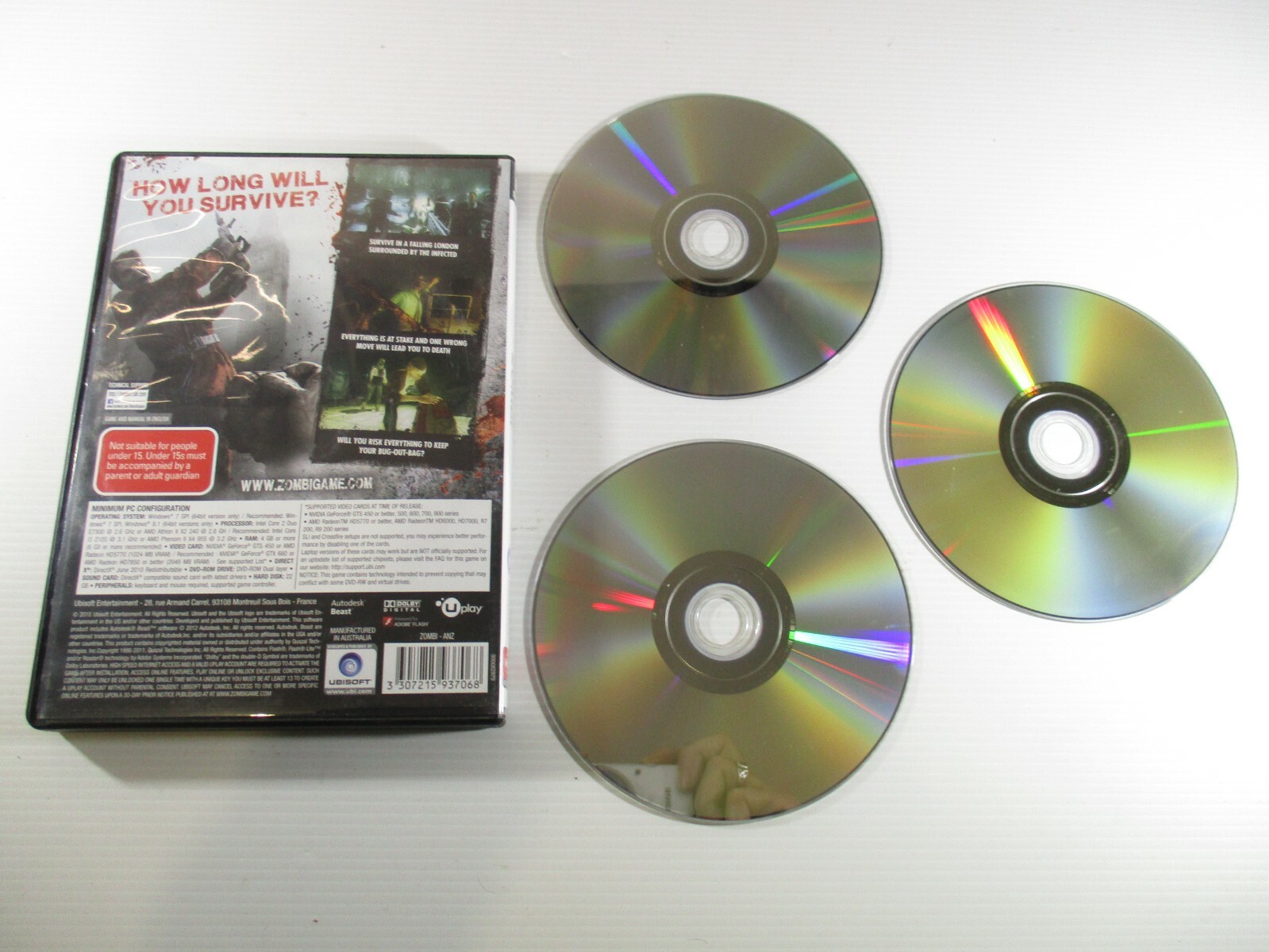 PC Game Zombi MA15+ Ubisoft PC DVD Rom 2015 Ubisoft Entertainment 3 Disc Set.