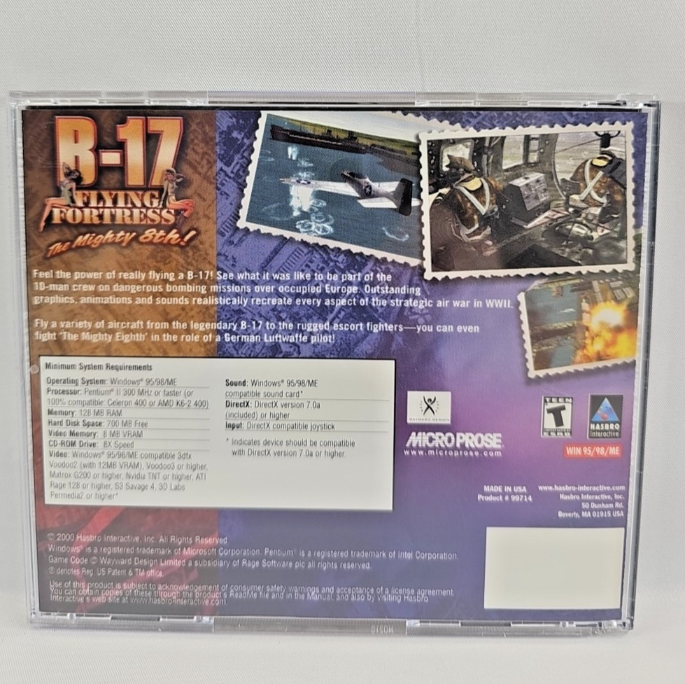 Hasbro B-17 Flying Fortress the Mighty 8th! MicroProse Windows 95/98/ME 2000