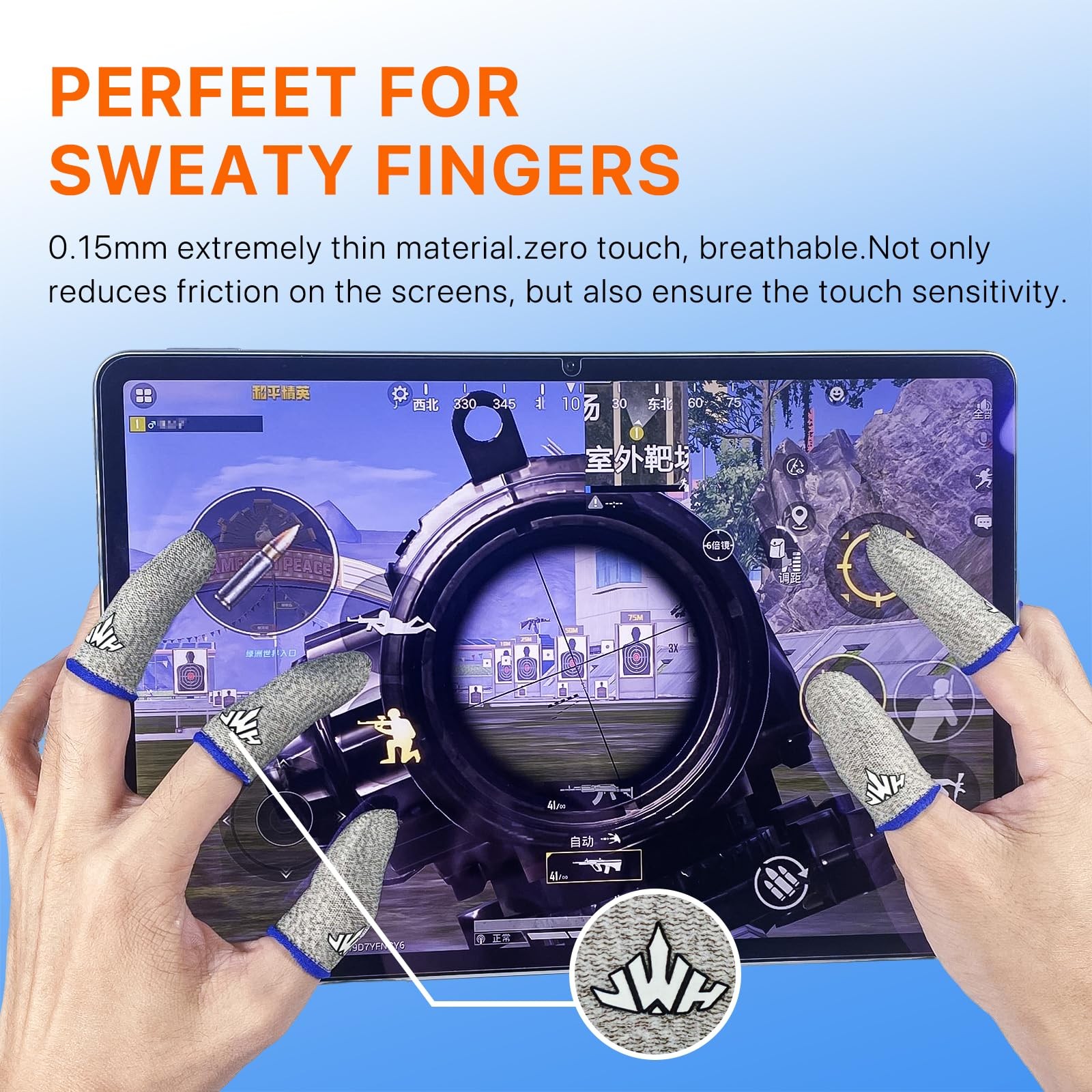 Ultra-Thin Silver Fiber Gaming Finger Sleeves,White Thumb Sleeves Gaming Cots…