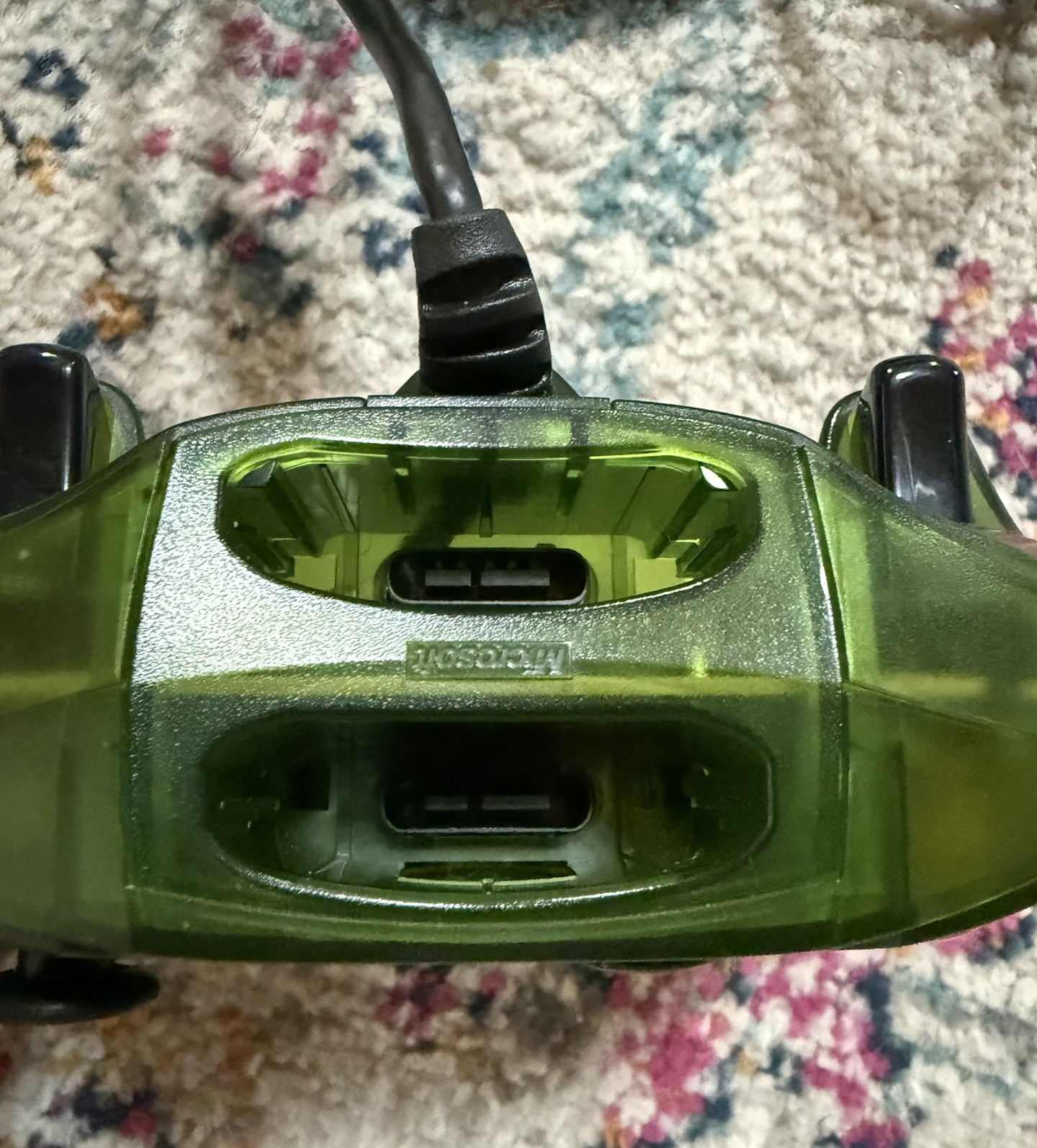 2 Original Xbox OEM S Type Wired Controllers Translucent Blue & Green- Tested