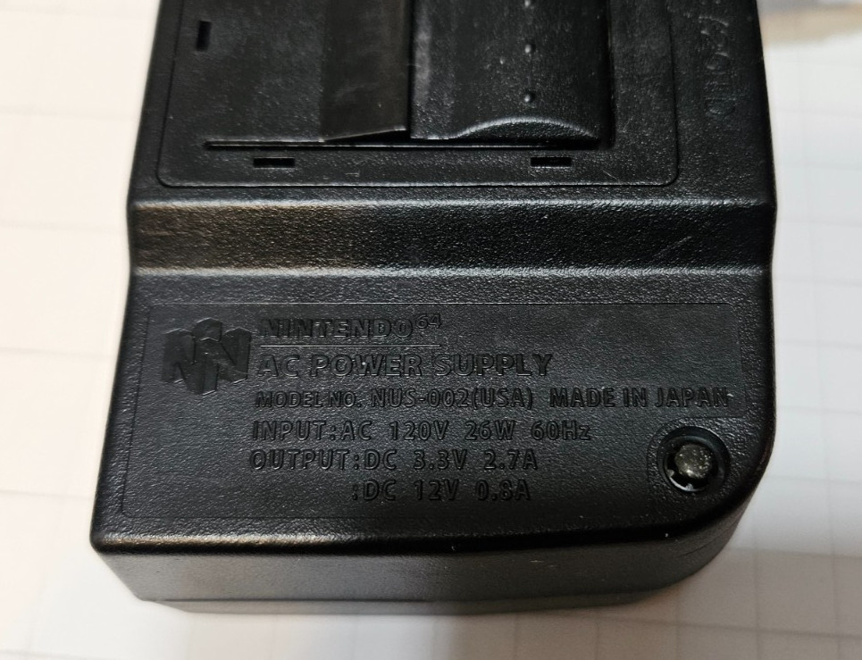 Nintendo 64 N64 Power Supply OEM AC Adapter NUS-002 TESTED WORKING & CLEANED!