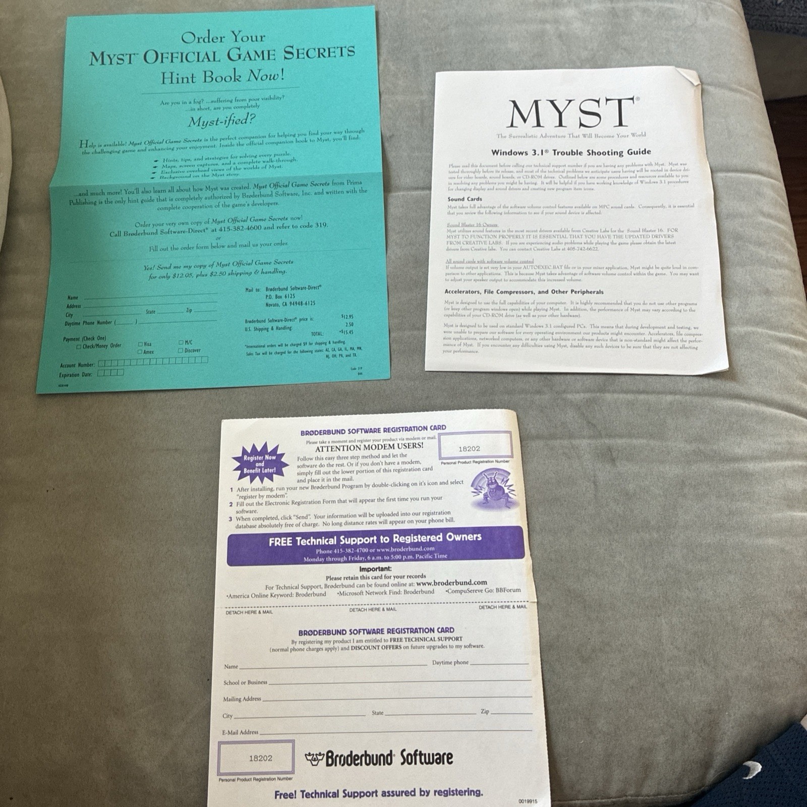 vintage 1996 Myst And Missed Three Exile￼CD-ROM for Windows 3.1 and 95