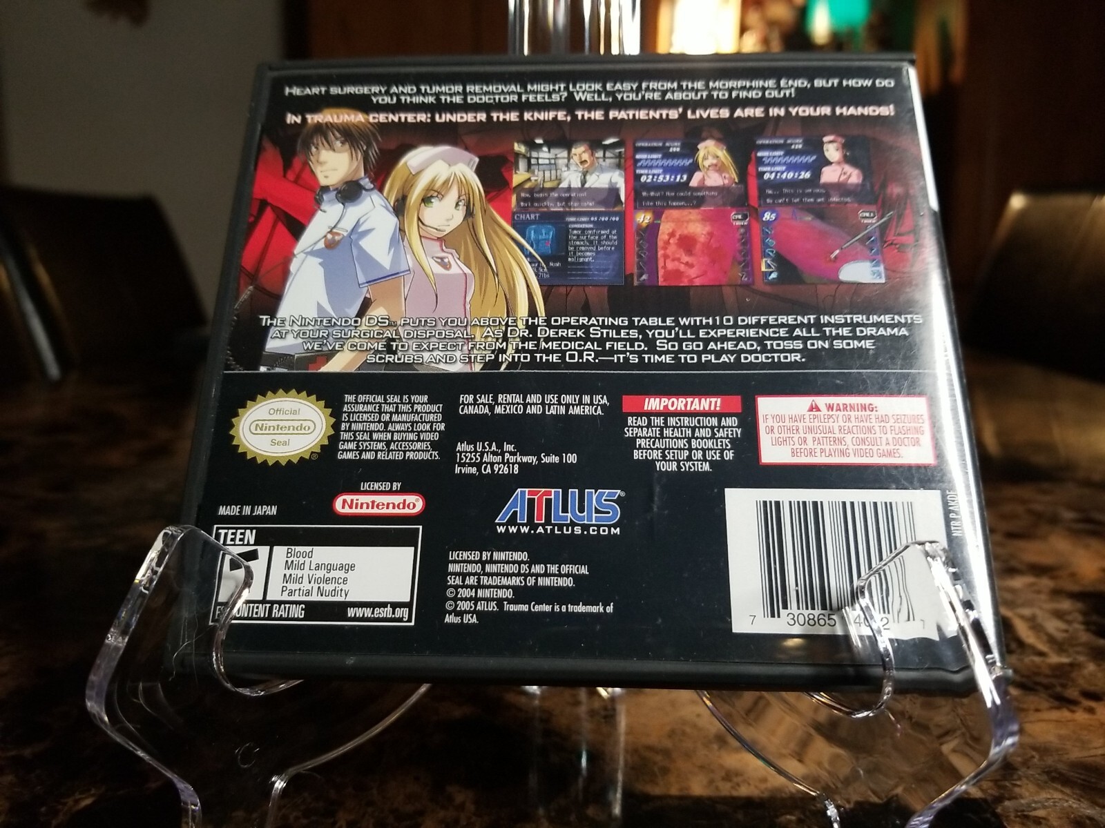 TRAUMA CENTER UNDER THE KNIFE COMPLETE NINTENDO 2004 DS ALTUS 2005 CIB 1 OWNER!