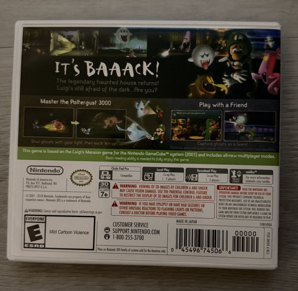 Nintendo Luigi’s Mansion (Nintendo 3DS) Game w/ Case & Manual, 2018