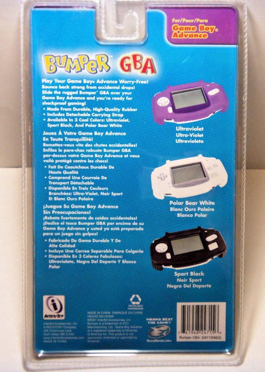 BUMPER GBA FOR NINTENDO GAME BOY ADVANCE (SPORT BLACK) 2001 INTERACT NEW