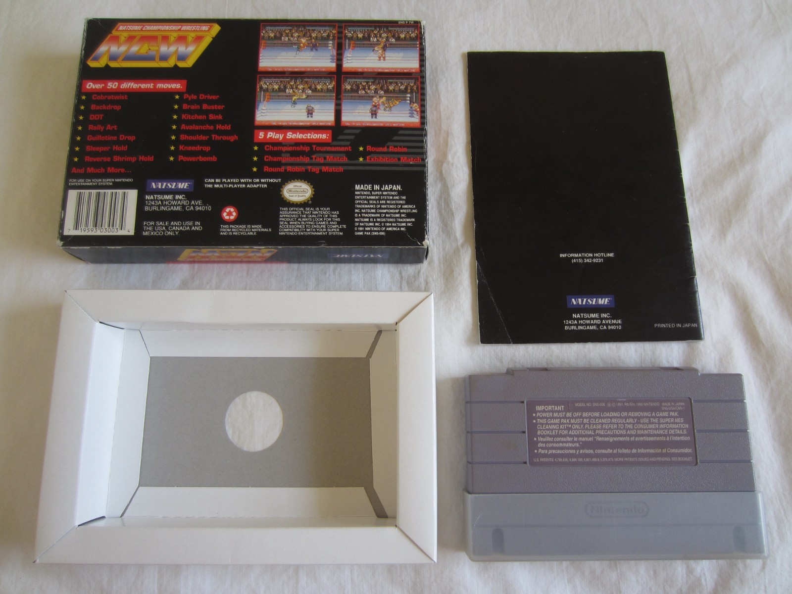 Natsume Championship Wrestling SNES Super Nintendo Complete 1994 Natsume RARE
