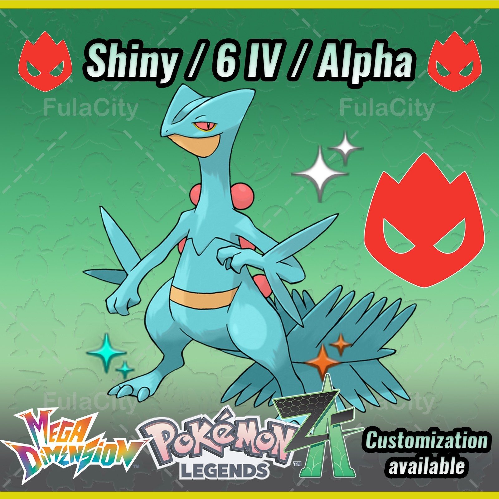 Sceptile ❗❗❗ Alpha Shiny ❗❗❗ Pokemon Legends ZA ⚫ 6 IV 🟢 @ Any item
