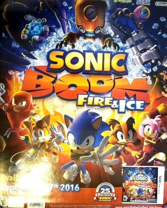 SONIC BOOM Fire & Ice Nintendo 3DS Poster SEGA Hedgehog 25th Anniversary Promo