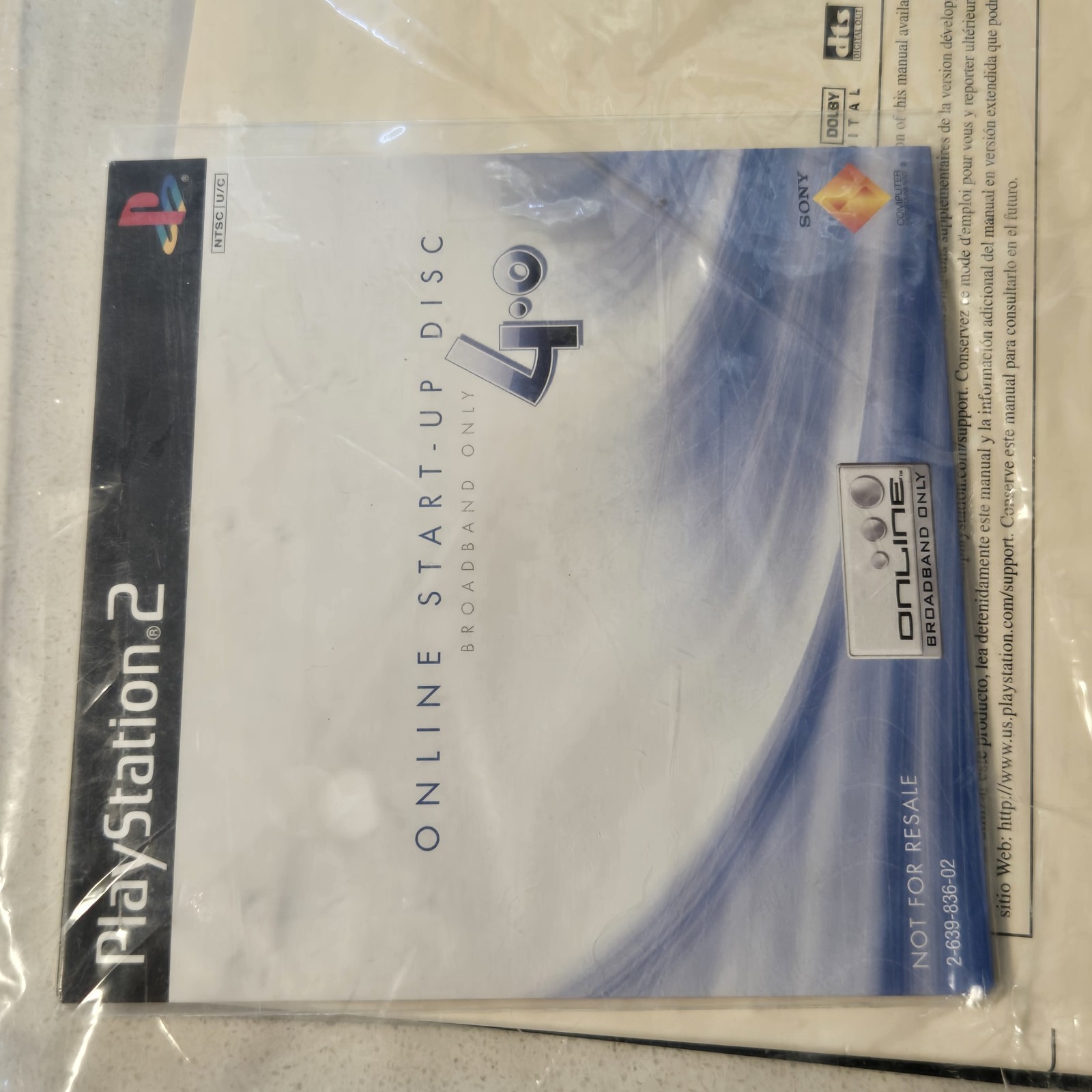 Sony Playstation 2 PS2 SCPH-77001 Online Start Up Disc 4.0 Manual Inserts NEW