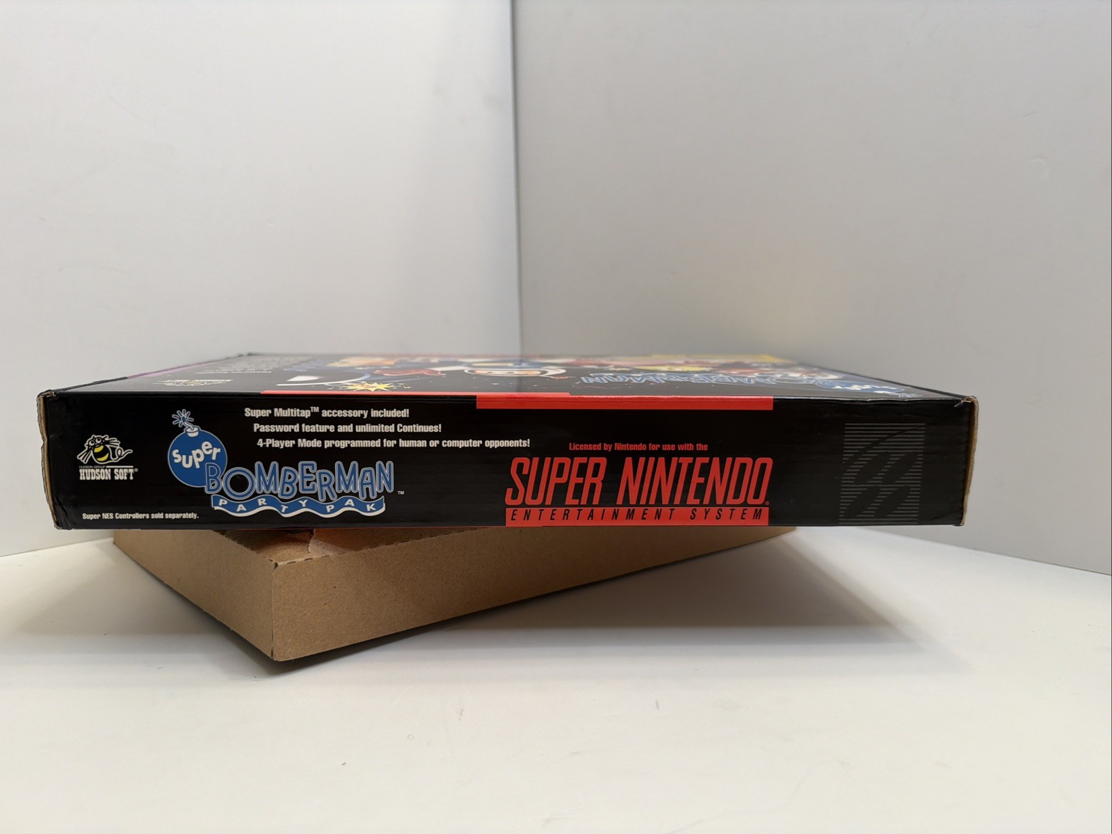 Super Bomberman Party Pak Big Box SNES Super Nintendo Game CIB Complete w/Tray