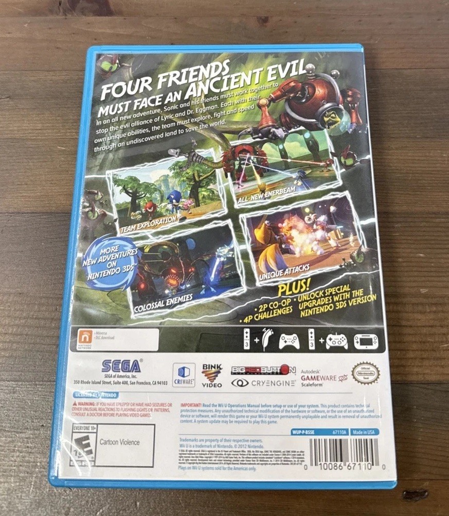 Sonic Boom Rise of Lyric – (Nintendo Wii U, 2014) CIB w/ Manual