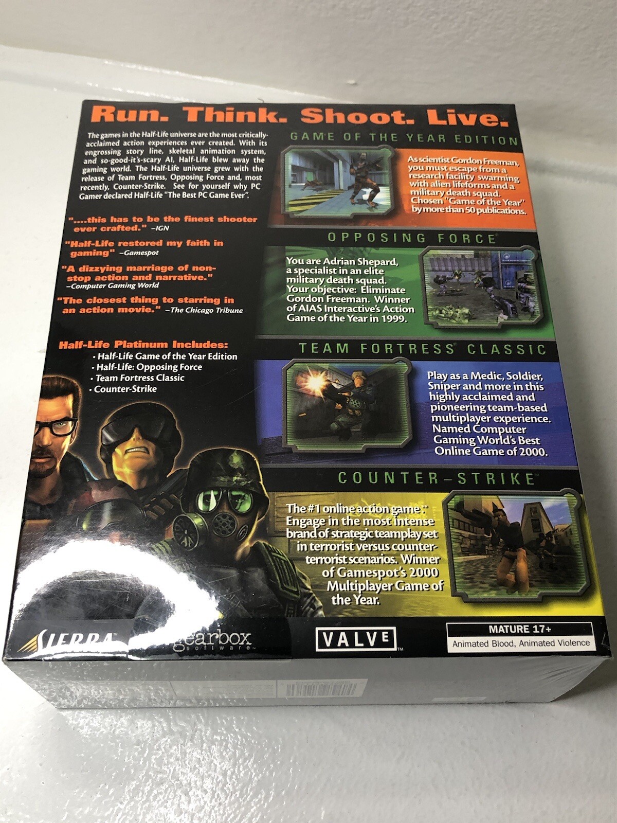 HALF-LIFE PLATINUM COLLECTION 2001 PC CD-Rom Big Box Video Game NEW SEALED RARE!