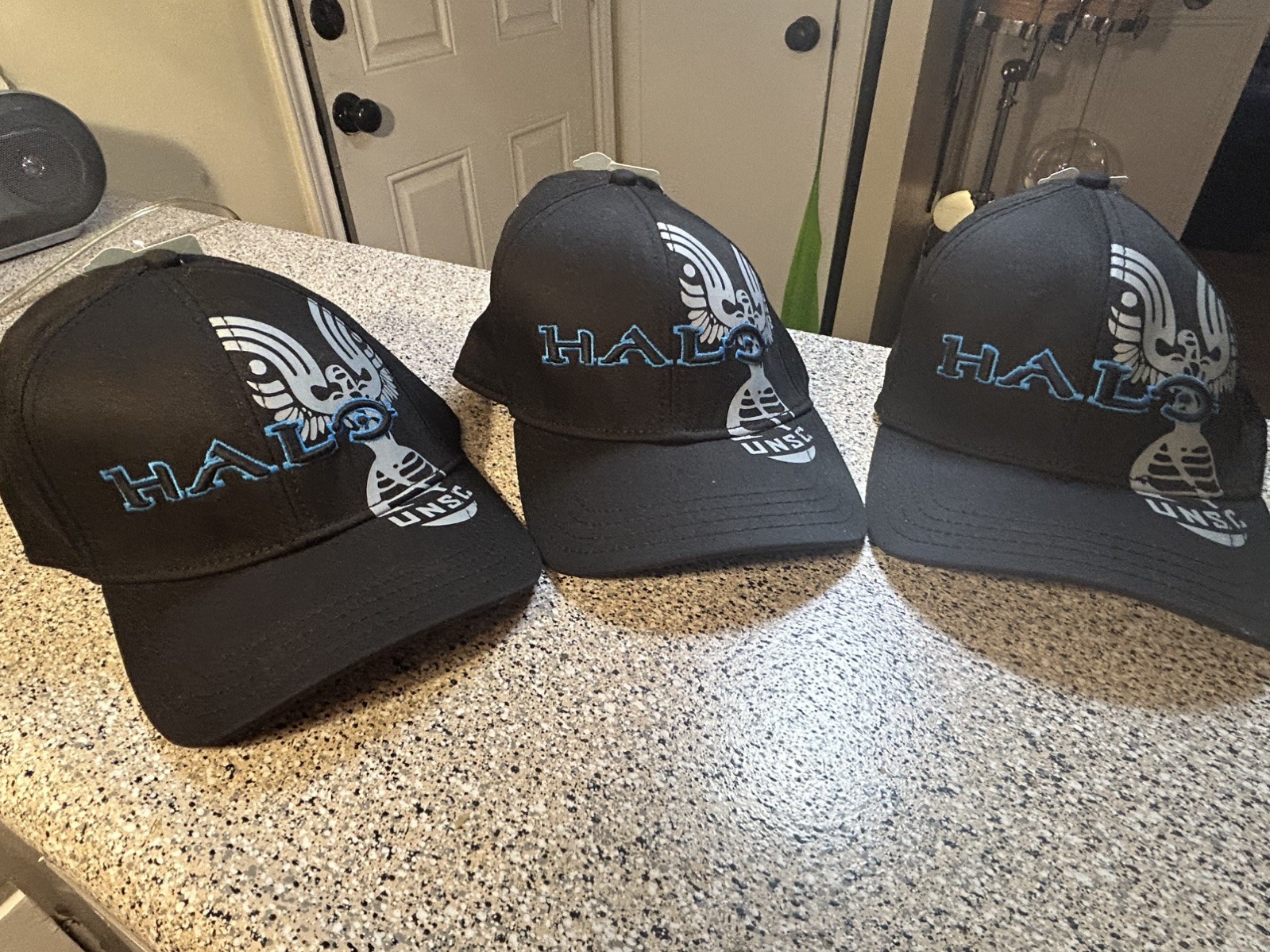 Halo 3 UNSC Hat Black Adult OS A-Flex Stretch Microsoft 2009 New With Tags